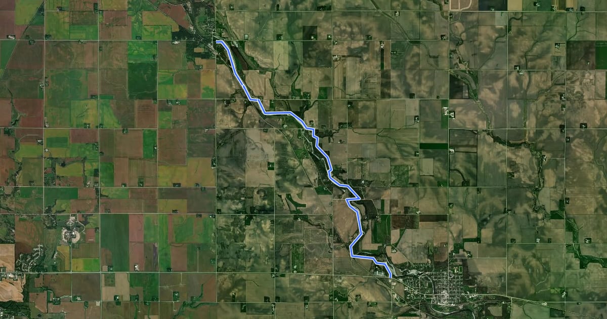 Маршрут Shell Rock Greenbelt Trail на спутниковом снимке