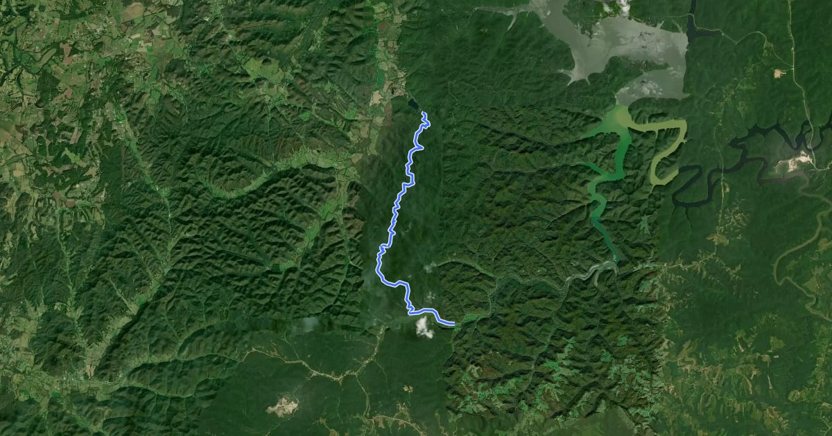 Маршрут Sheltowee Trace NRT Section 10 на спутниковом снимке