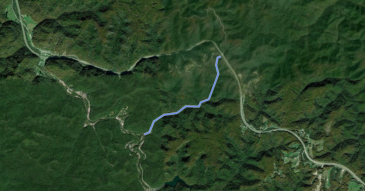 Маршрут Sheltowee Trace NRT Section 14 на спутниковом снимке