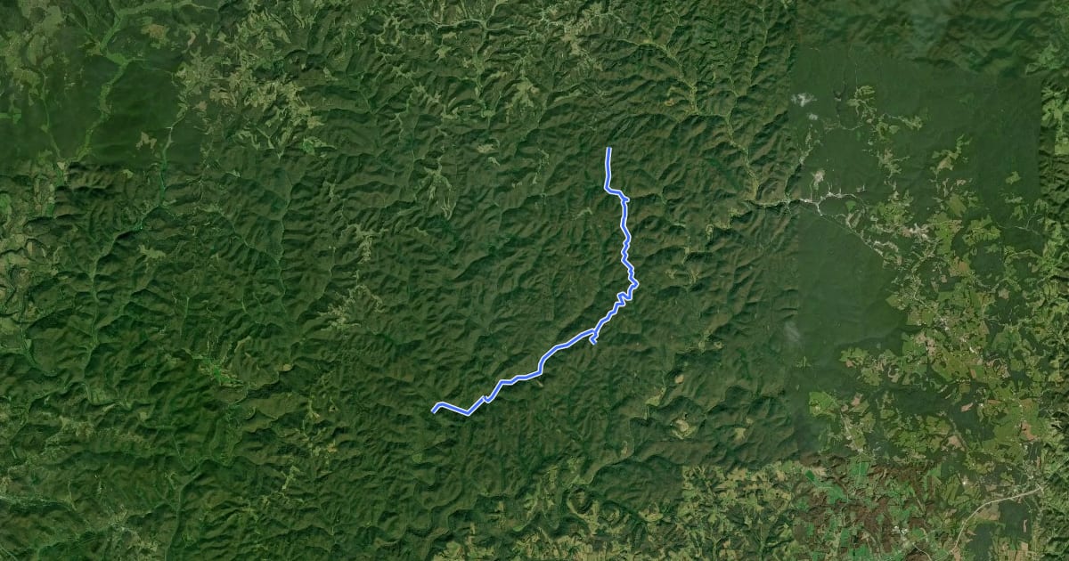 Маршрут Sheltowee Trace NRT Section 21 "Horse Lick" на спутниковом снимке