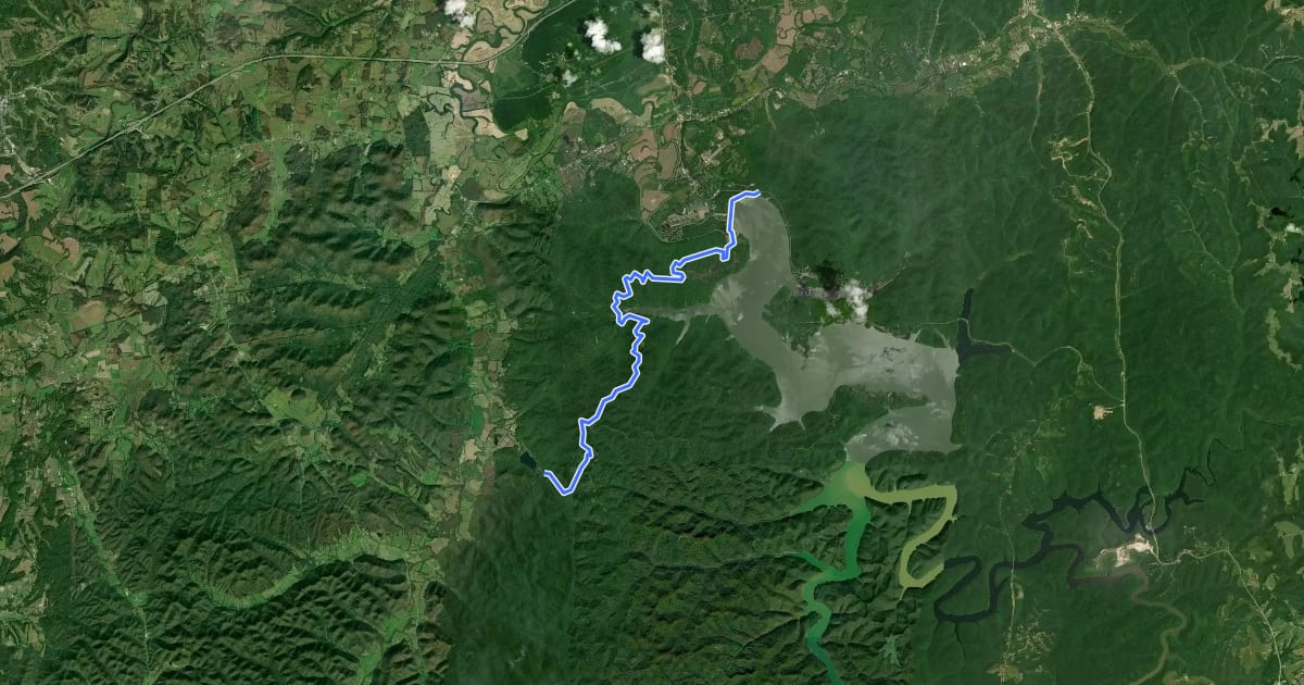 Маршрут Sheltowee Trace NRT Section 9 на спутниковом снимке