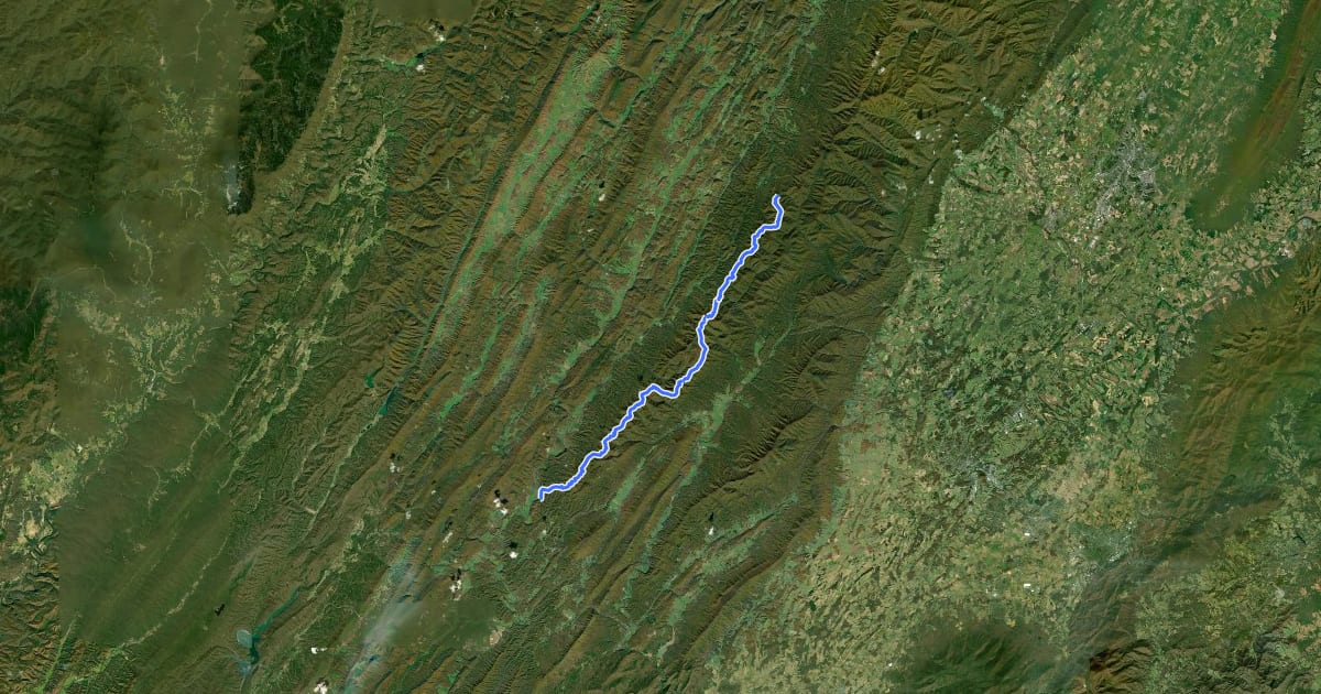 Маршрут Shenandoah Mountain Trail на спутниковом снимке