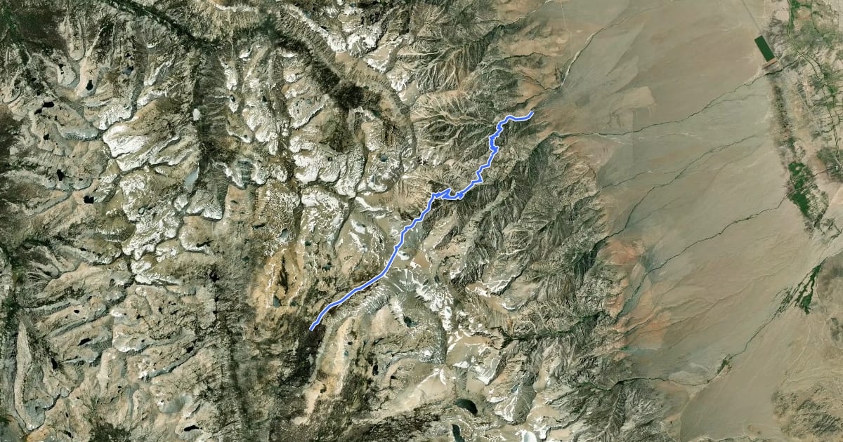 Маршрут Shepherd Pass Trail на спутниковом снимке