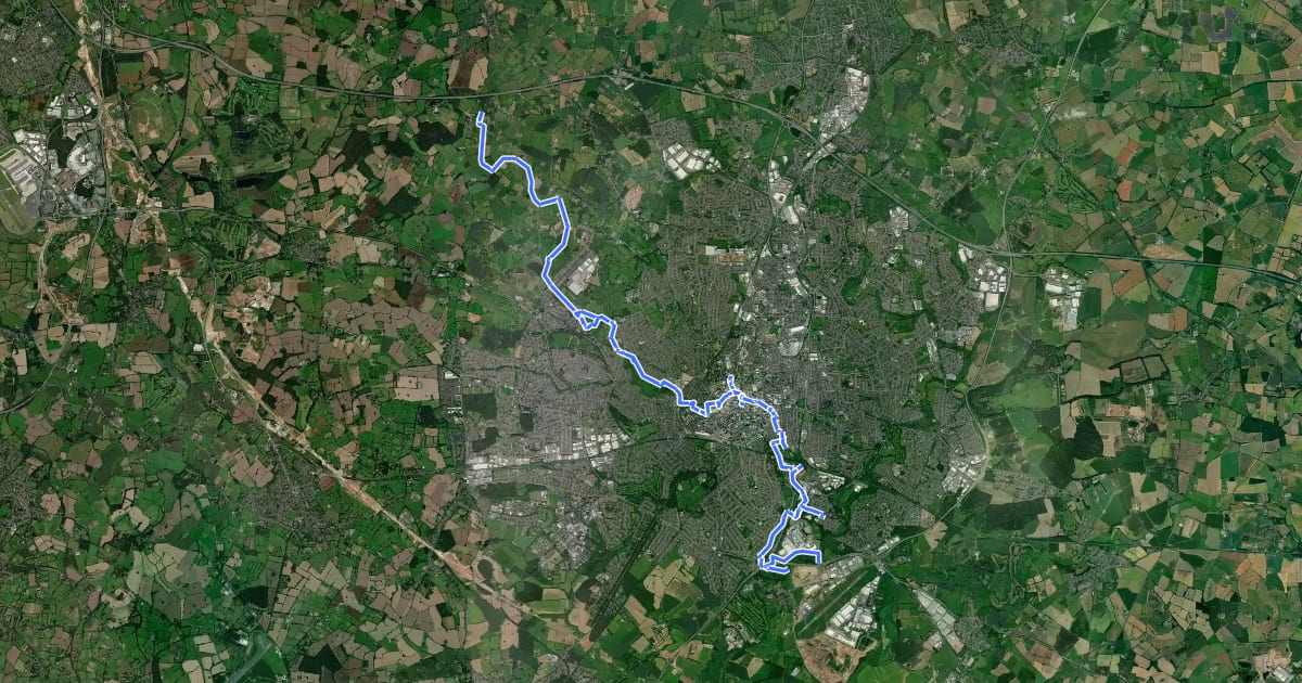 Маршрут Sherbourne Valley Walk на спутниковом снимке