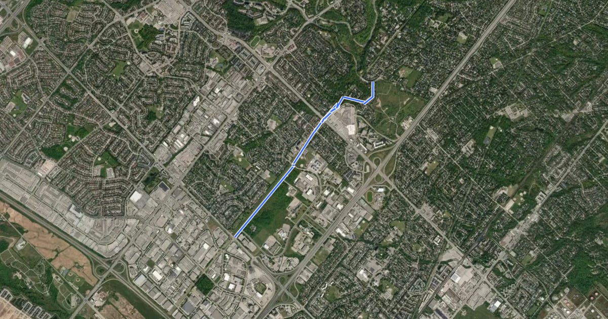 Маршрут Sheridan Trail на спутниковом снимке