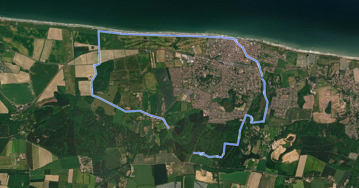 Маршрут Sheringham Circular на спутниковом снимке
