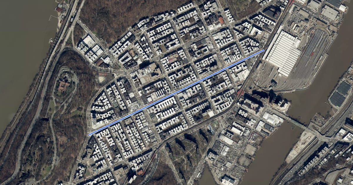 Маршрут Sherman Avenue на спутниковом снимке