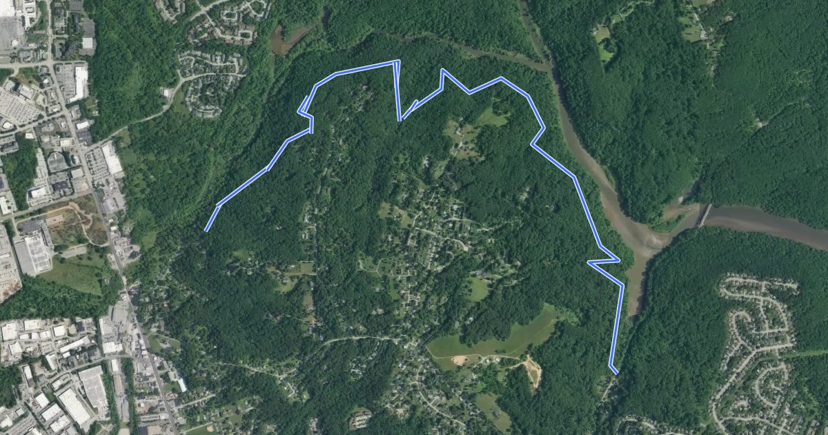 Маршрут Sherwood Trail на спутниковом снимке