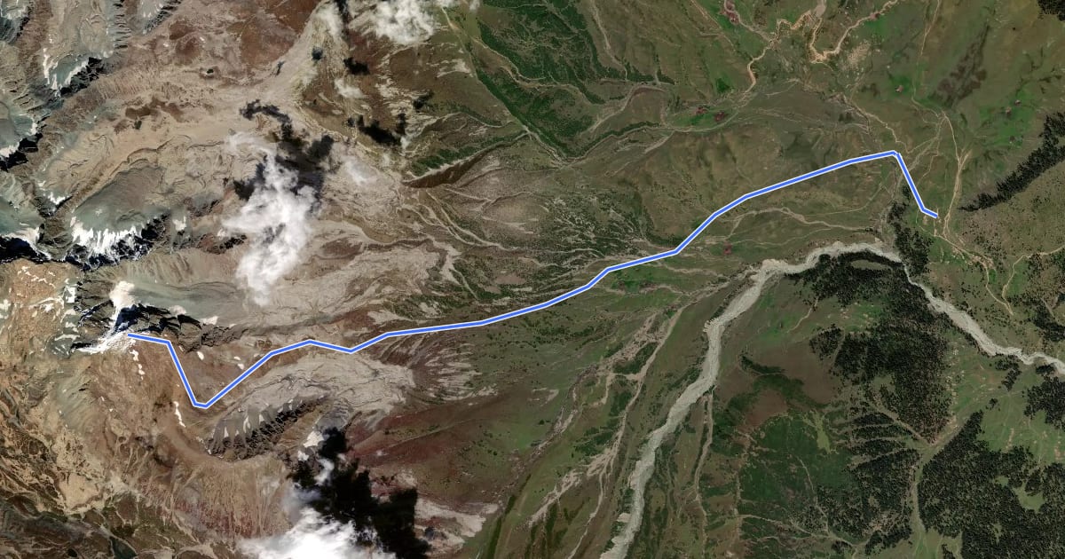 Маршрут Shin Mahinu peak на спутниковом снимке