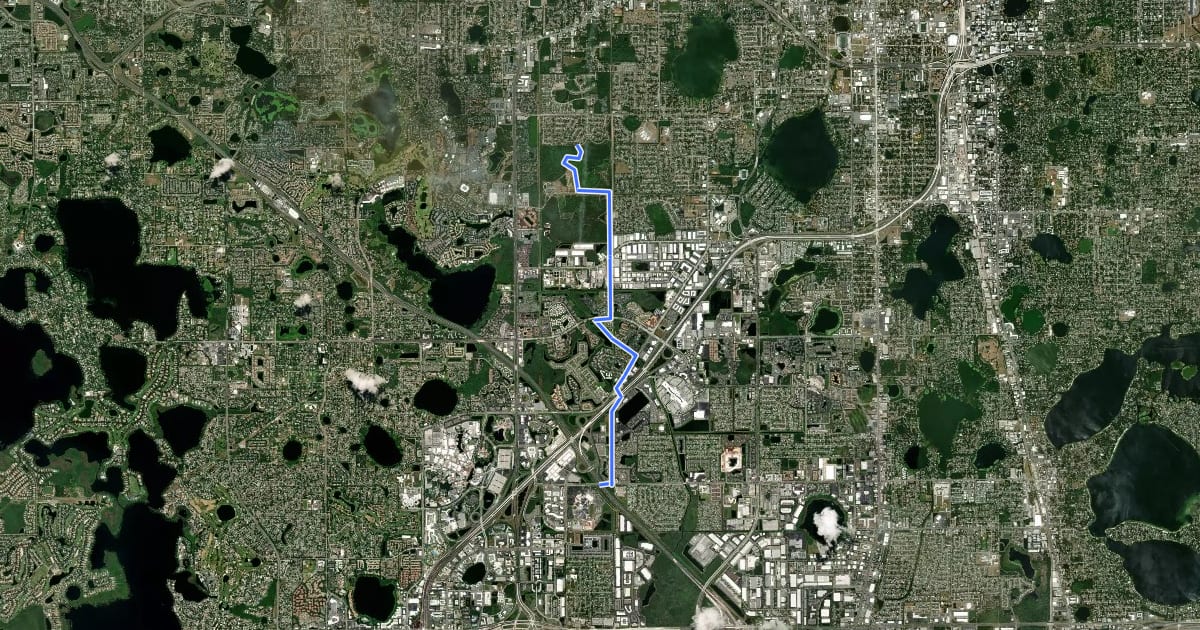 Маршрут Shingle Creek Trail на спутниковом снимке