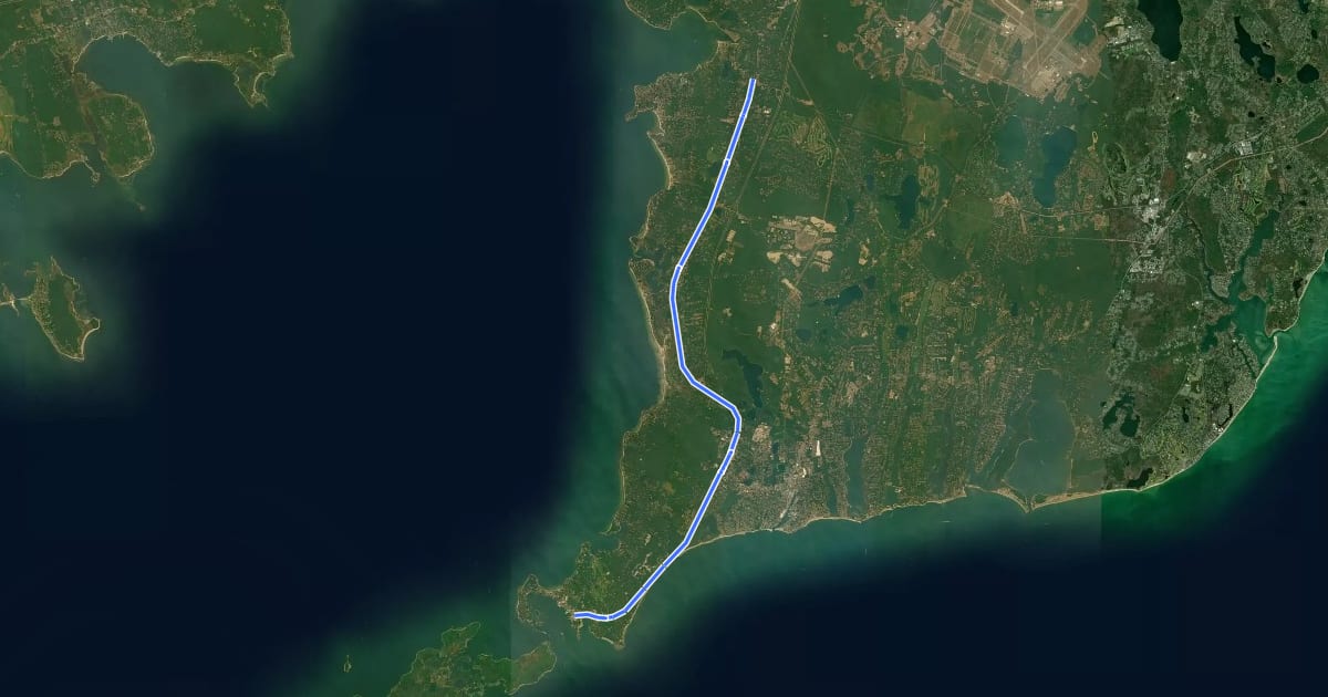 Маршрут Shining Sea Bikeway на спутниковом снимке