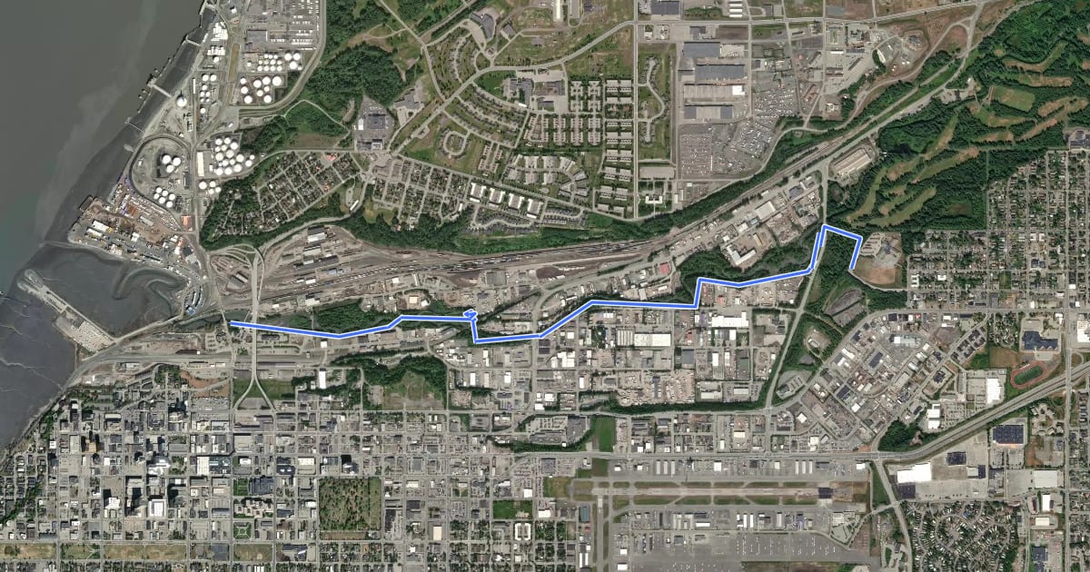 Маршрут Ship Creek Trail на спутниковом снимке