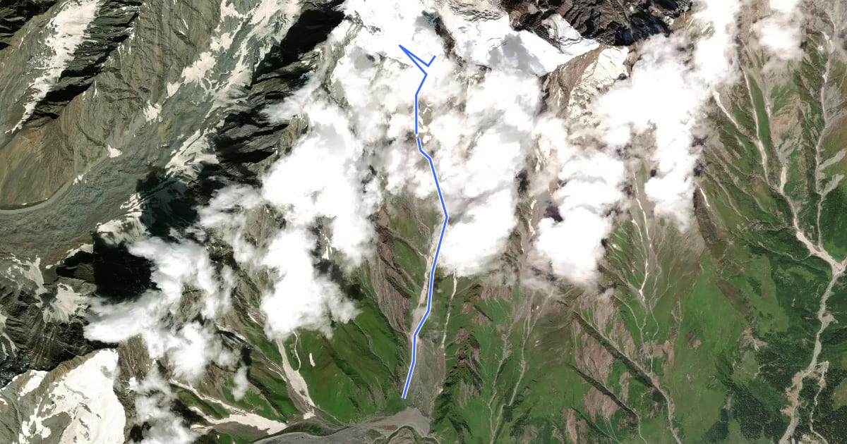 Маршрут Shitidhar peak на спутниковом снимке