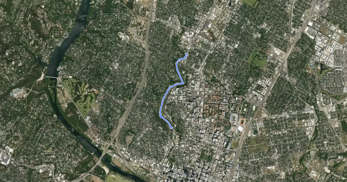 Маршрут Shoal Creek Park Trail на спутниковом снимке