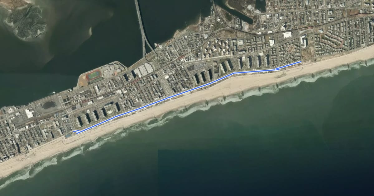 Маршрут Shore Front Parkway на спутниковом снимке