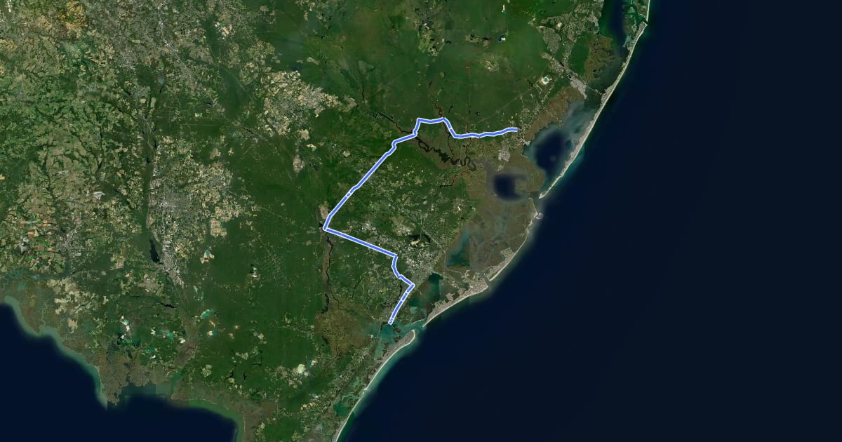 Маршрут Shore Tour Mid Southern на спутниковом снимке