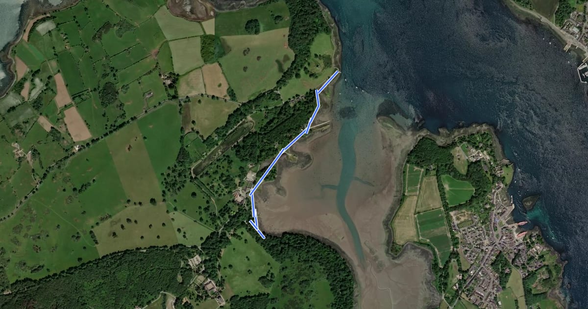 Маршрут Shore Trail, Castle Ward на спутниковом снимке