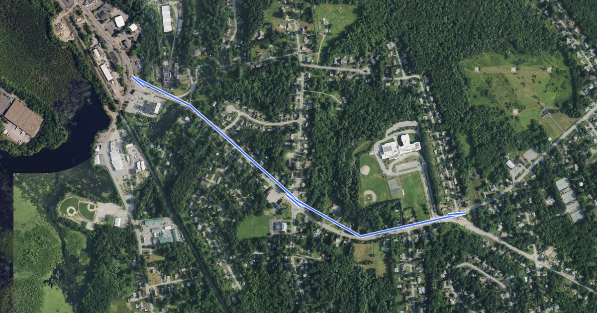 Маршрут Shrewsbury Street Shared Use Path на спутниковом снимке
