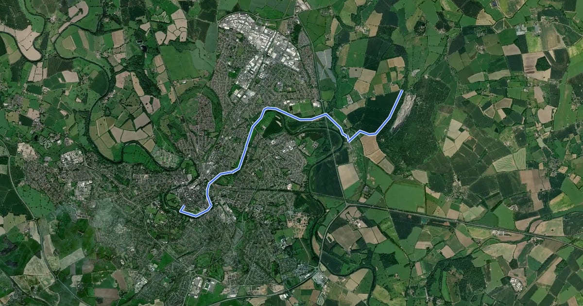 Маршрут Shropshire Way - link на спутниковом снимке