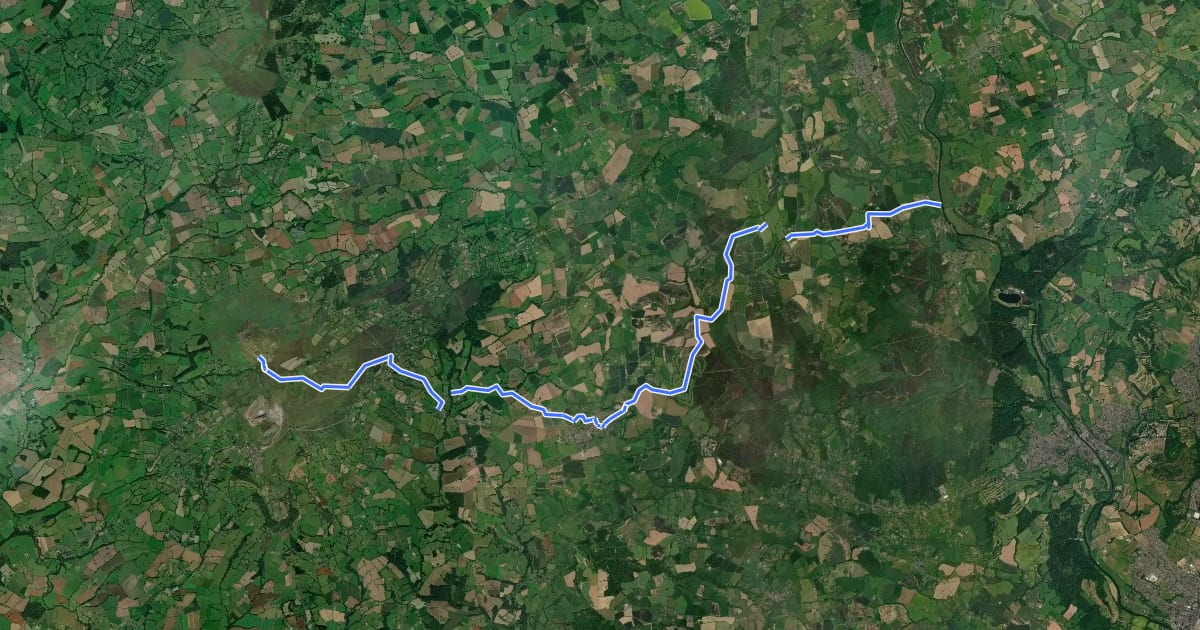 Маршрут Shropshire Way (Route 11, Link to Severn Way) на спутниковом снимке