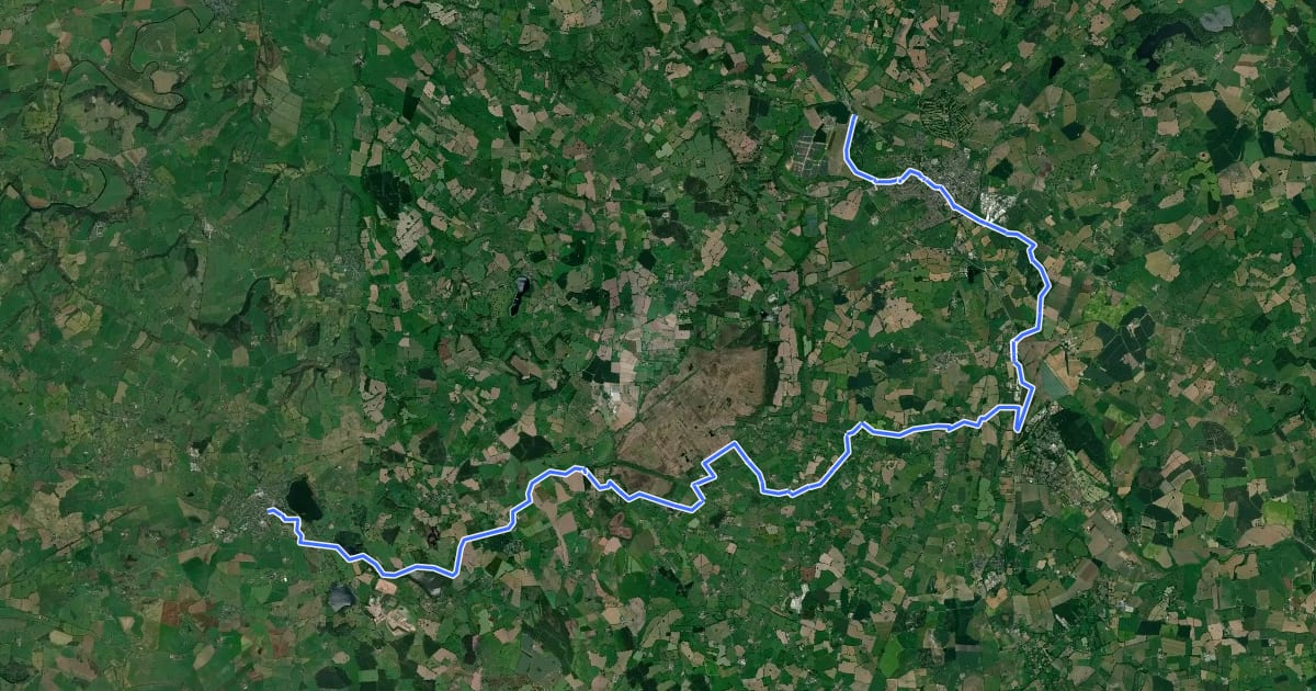 Маршрут Shropshire Way - Whitchurch to Ellesmere на спутниковом снимке