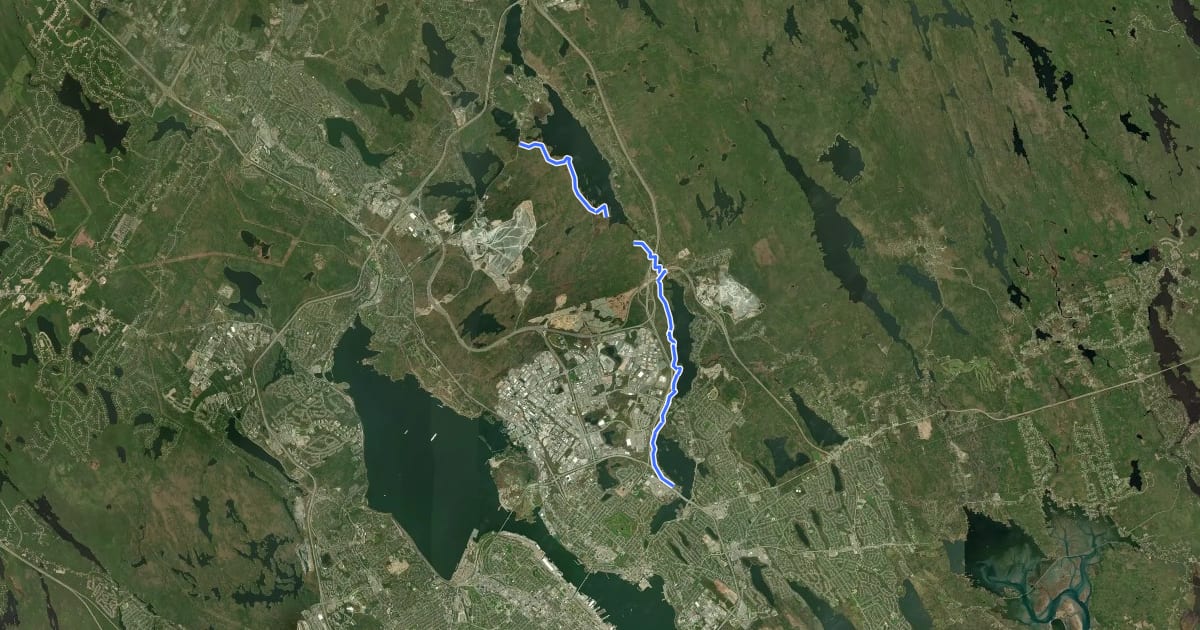Маршрут Shubenacadie Trail на спутниковом снимке