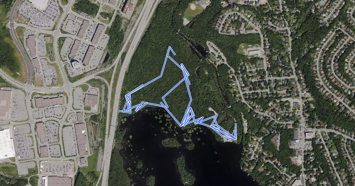 Маршрут Shubie Park off-leash trails на спутниковом снимке
