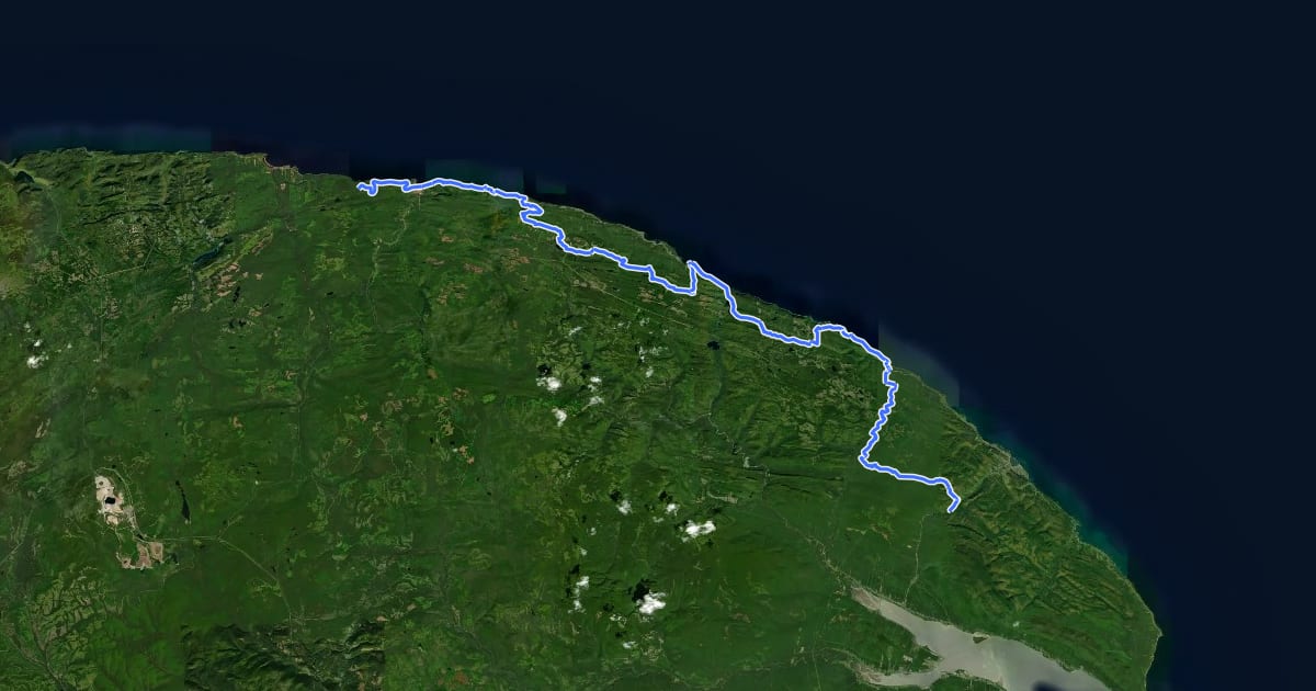 Маршрут SIA, 2-Côte de Gaspé на спутниковом снимке