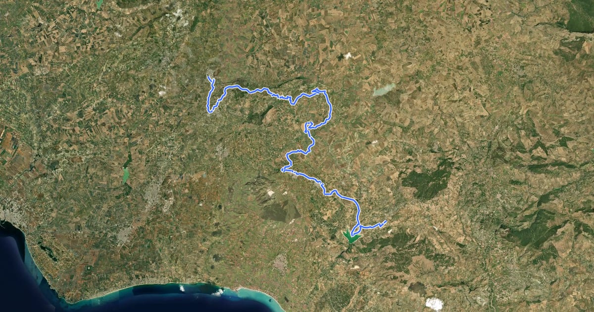 Маршрут Sicily Divide, Tappa 2 на спутниковом снимке