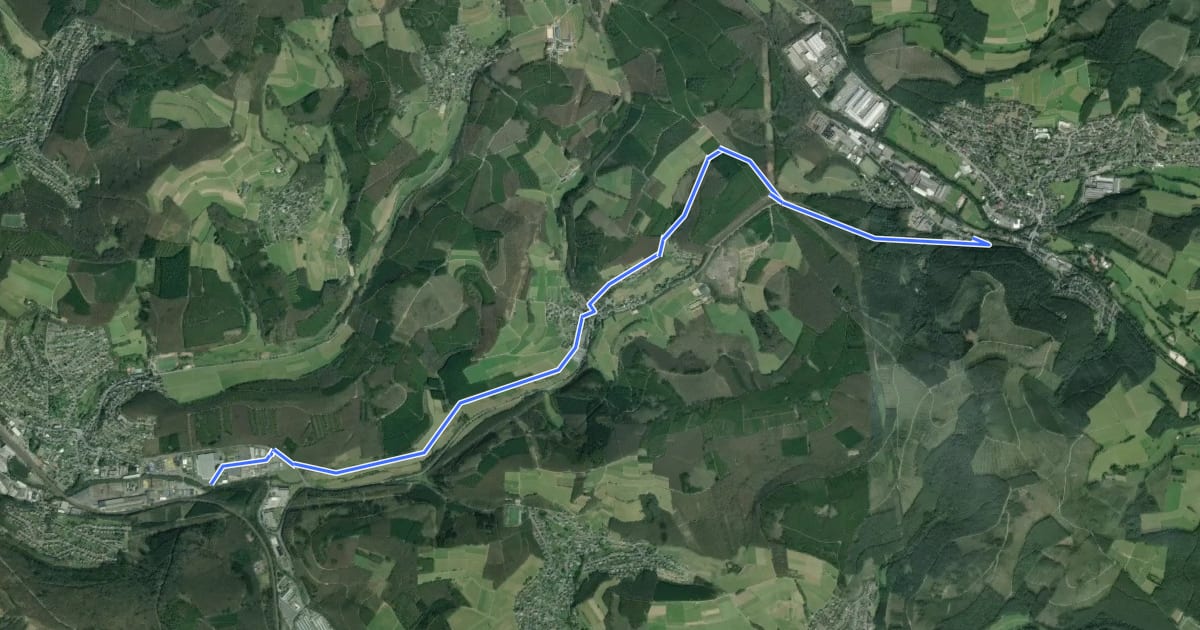 Маршрут Siegen (29) - (40) Netphen-Deuz на спутниковом снимке