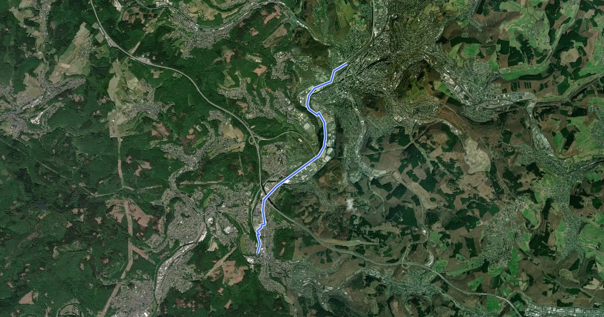 Маршрут Siegen Eiserfeld (37) - (38) Siegen на спутниковом снимке