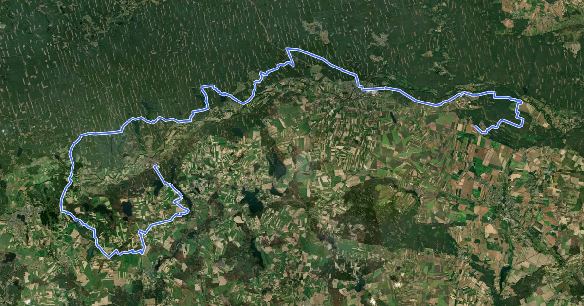 Маршрут Sieraków - Słopanowo на спутниковом снимке
