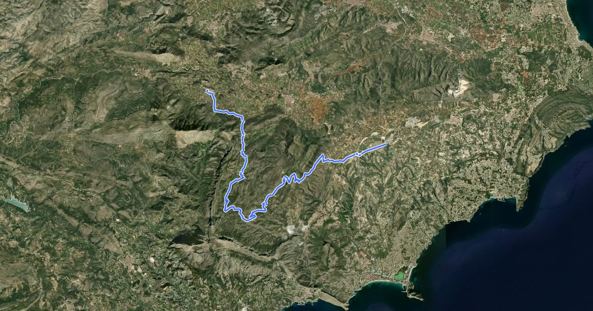Маршрут Sierra de Bernia на спутниковом снимке