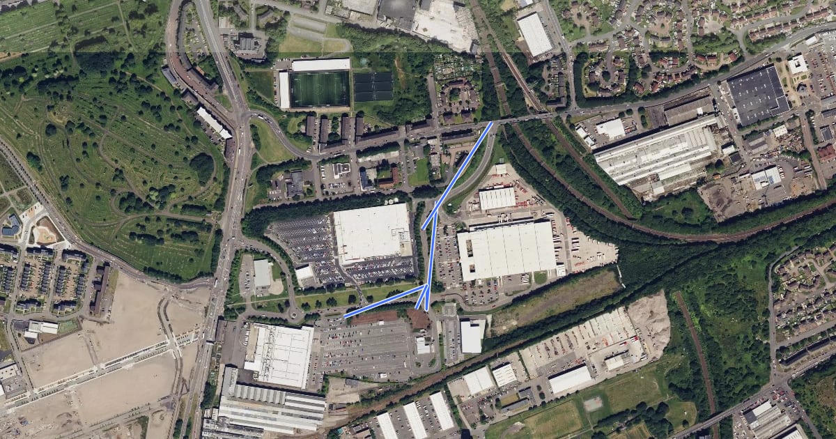 Маршрут Sighthill Cycle Route на спутниковом снимке