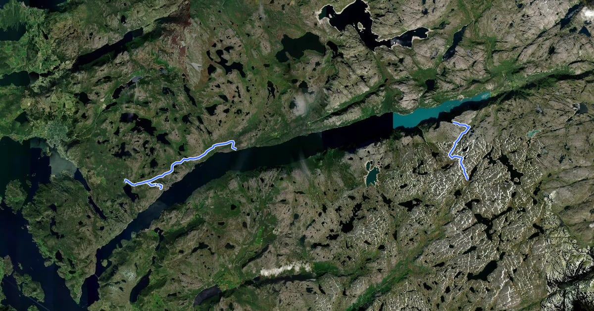 Маршрут Signatur Lysefjorden rundt на спутниковом снимке
