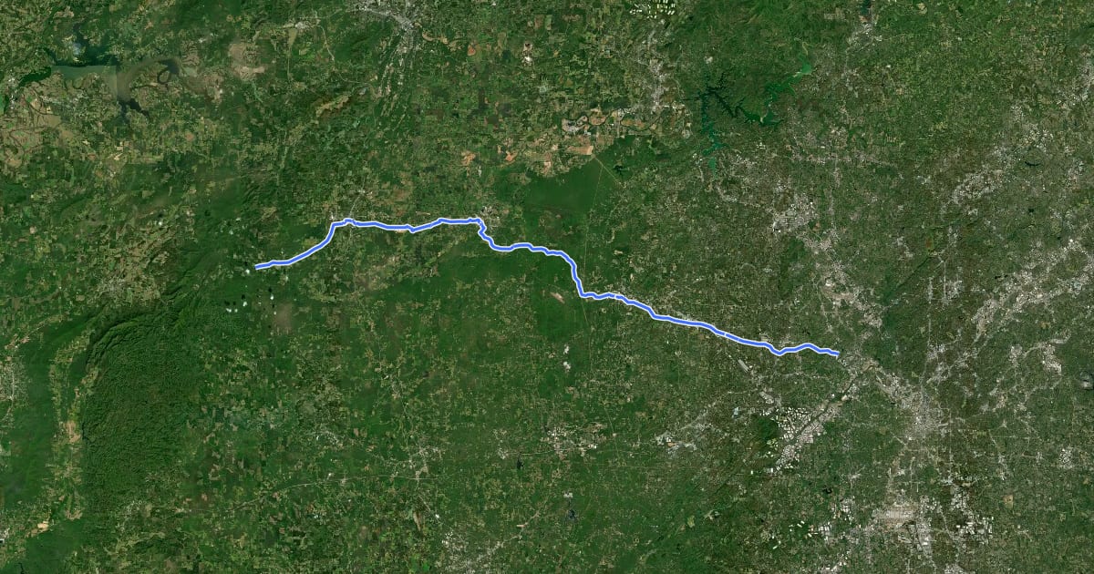 Маршрут Silver Comet Trail на спутниковом снимке