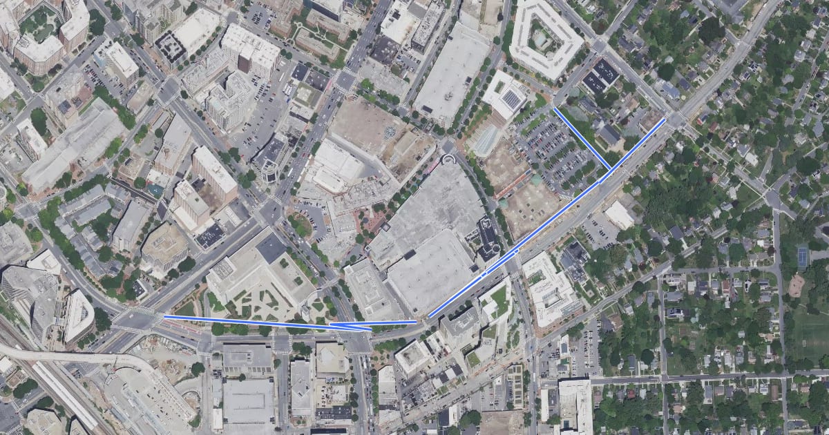 Маршрут Silver Spring Greenway на спутниковом снимке
