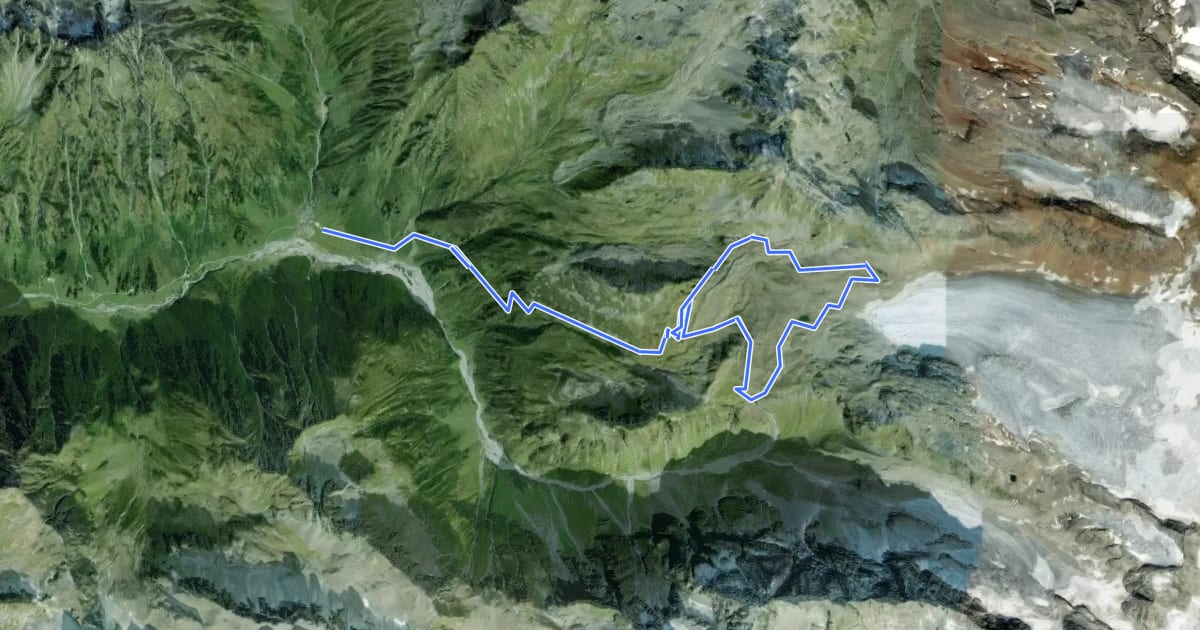 Маршрут Silvretta Gletscherlehrpfad на спутниковом снимке