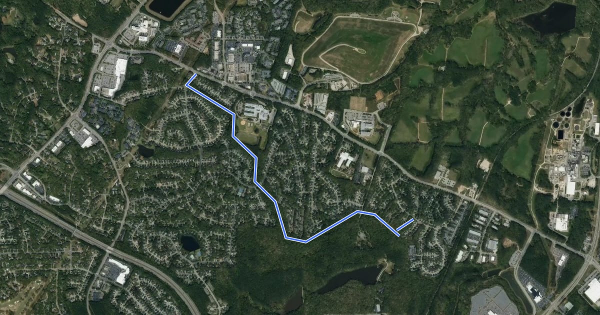 Маршрут Simms Branch Trail на спутниковом снимке