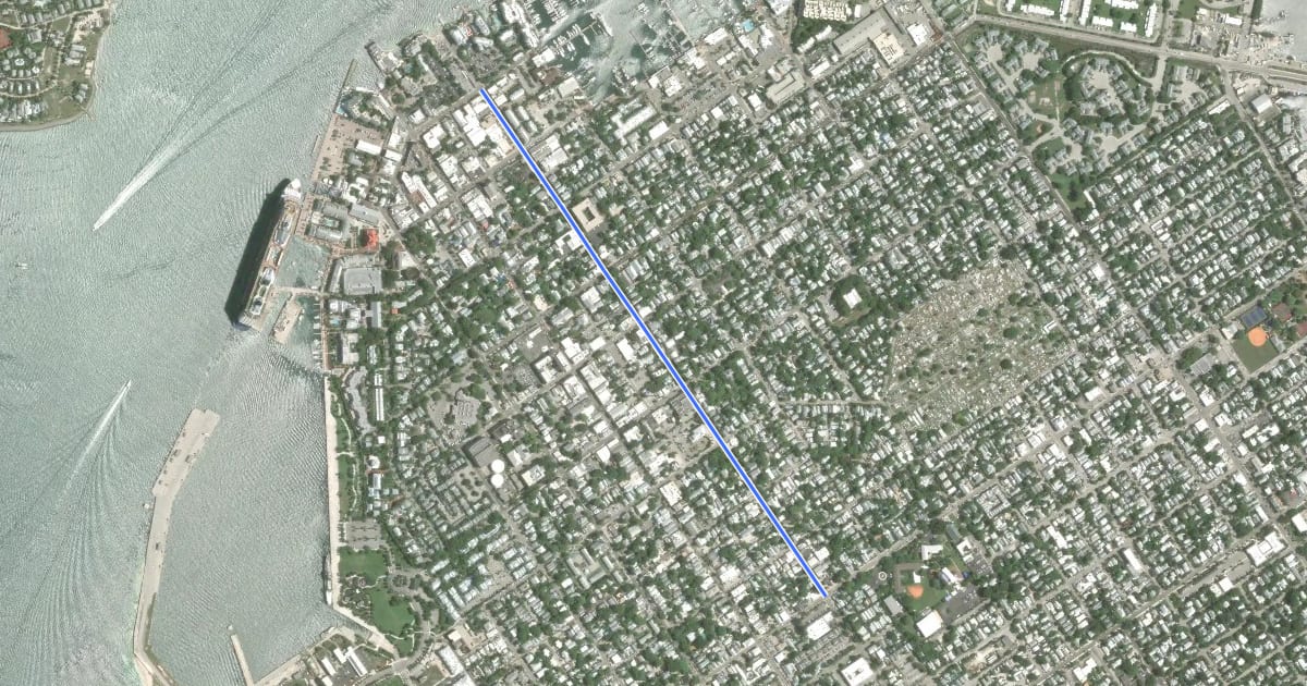 Маршрут Simonton Street на спутниковом снимке