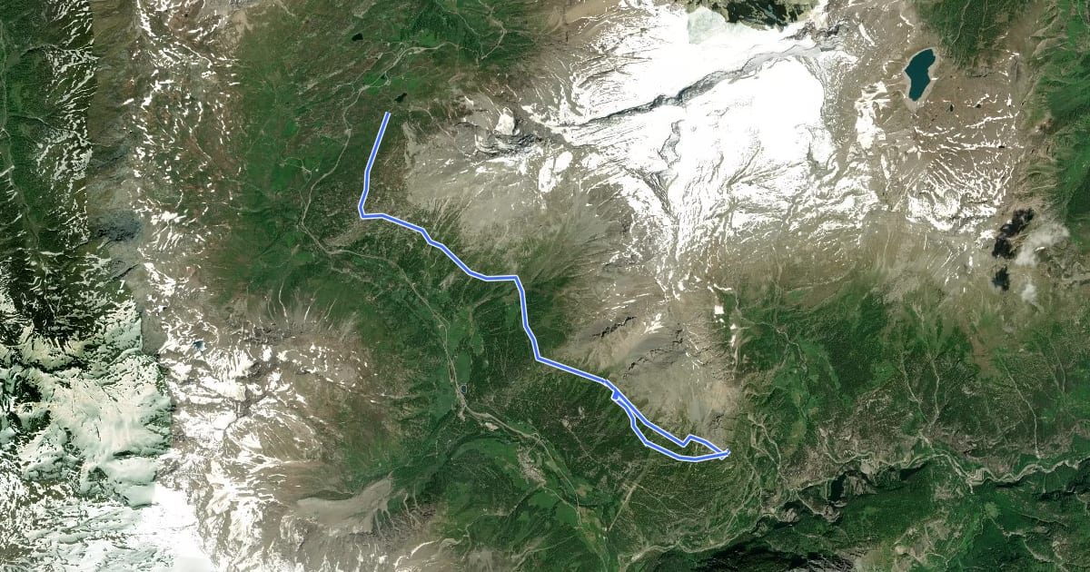 Маршрут Simplonpass - Chastelbergpass на спутниковом снимке