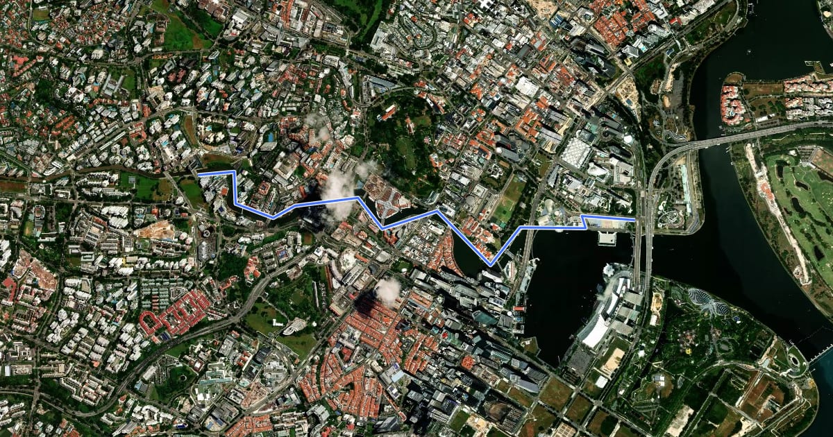 Маршрут Singapore River Promenade на спутниковом снимке