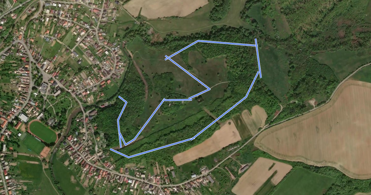 Маршрут Singletrack Háj на спутниковом снимке