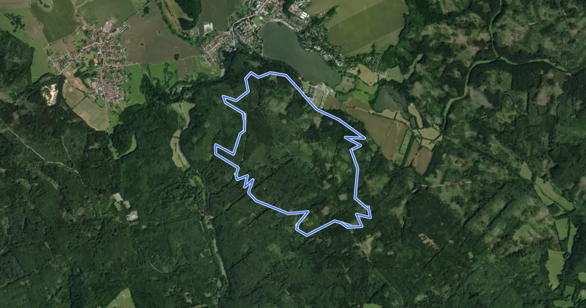 Маршрут Singletrail Moravský Kras - okruh 1 на спутниковом снимке