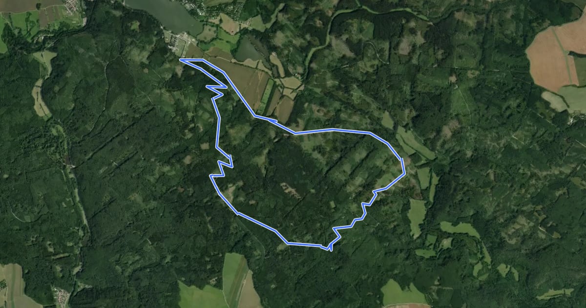 Маршрут Singletrail Moravský Kras - okruh 2 на спутниковом снимке