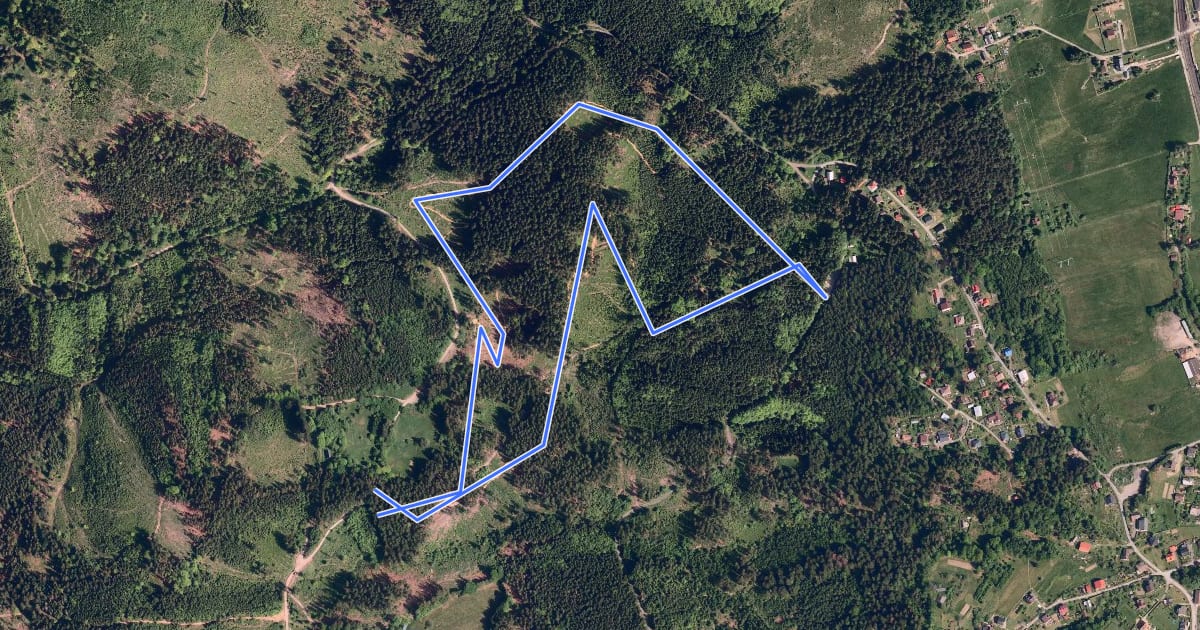 Маршрут Singletrail Nad Borovím на спутниковом снимке