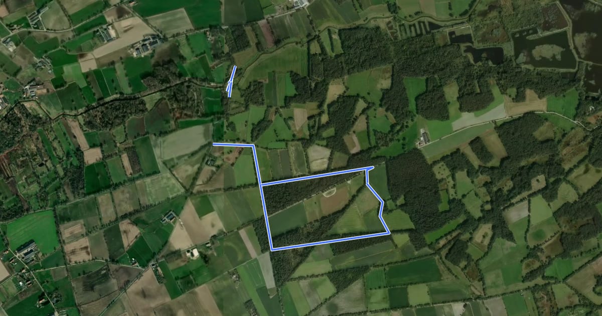 Маршрут Sint-Maartensheide - De Luysen Groene rechthoek на спутниковом снимке