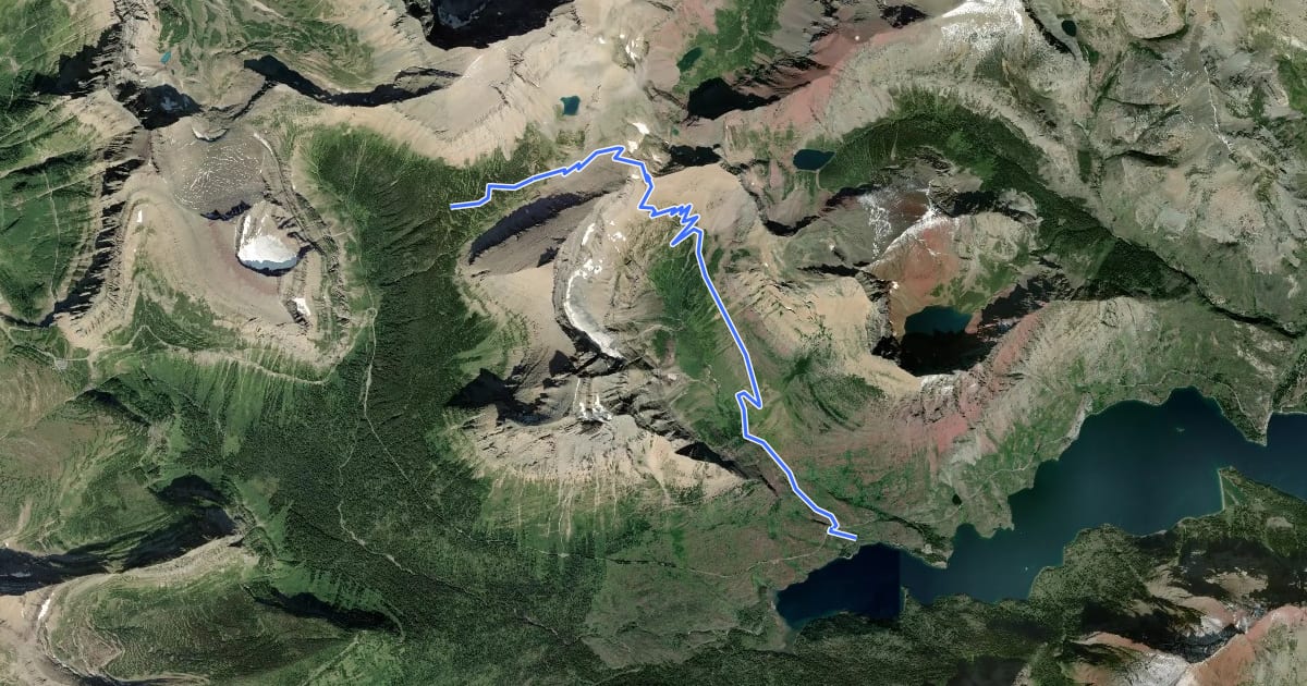 Маршрут Siyeh Pass Trail на спутниковом снимке