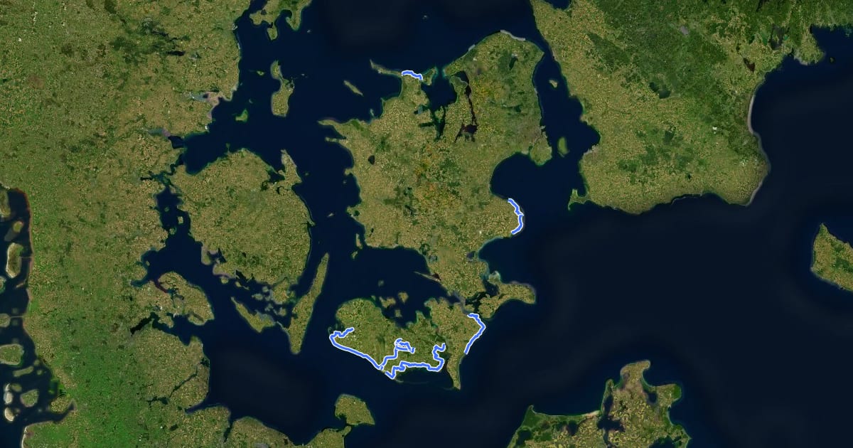 Маршрут Sjællandsleden 2012 на спутниковом снимке