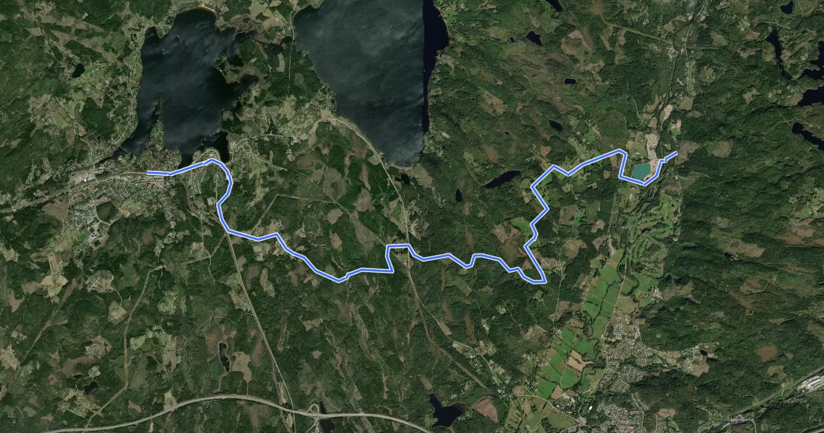 Маршрут Sjuhäradsleden Etapp 1 на спутниковом снимке